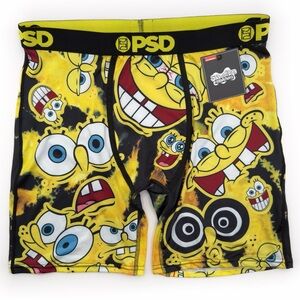 PSD SpongeBob SquarePants Faces Boxer Briefs Mens Size XL Underwear Black Yellow